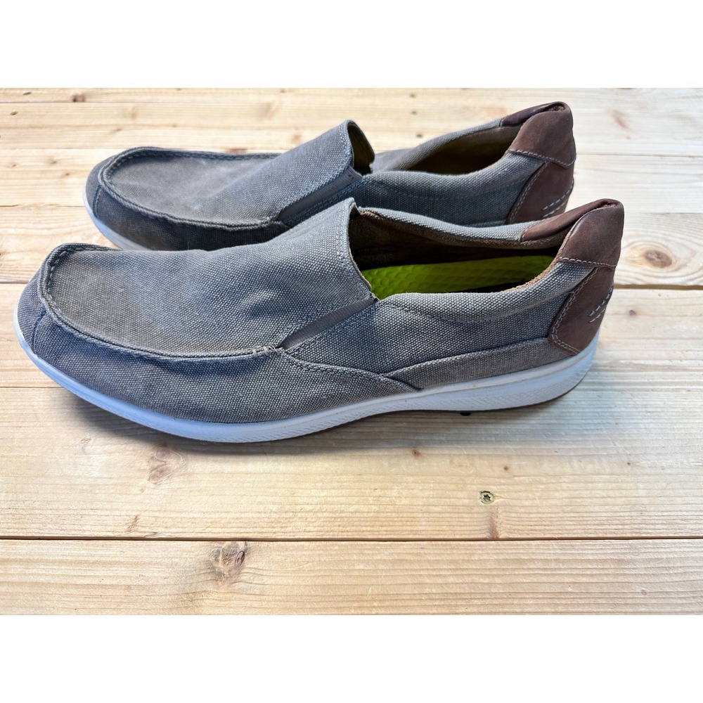 Florsheim Mens Gray Canvas Leather Comfortech Slip On Loafer Shoes 14W